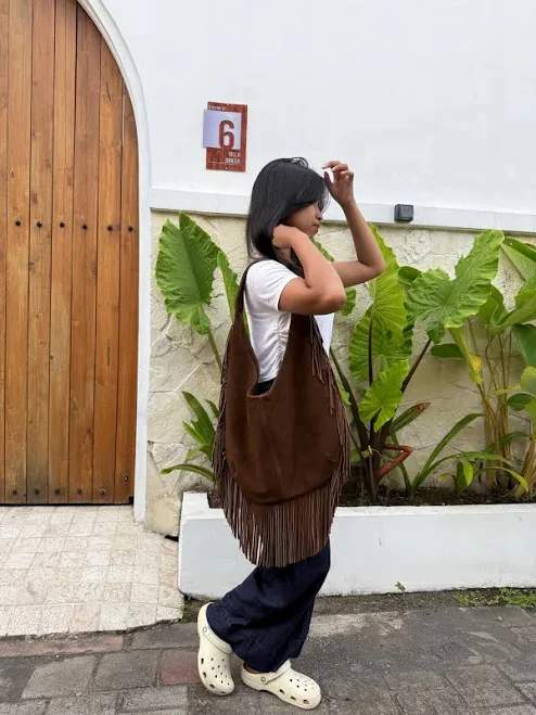 bag Suede Leather Fringe Crossbody Bag Etsy - Seller $116.48