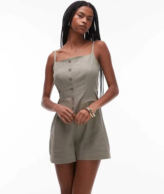romper Topshop Women's Linen Button Down Romper ASOS $52.5