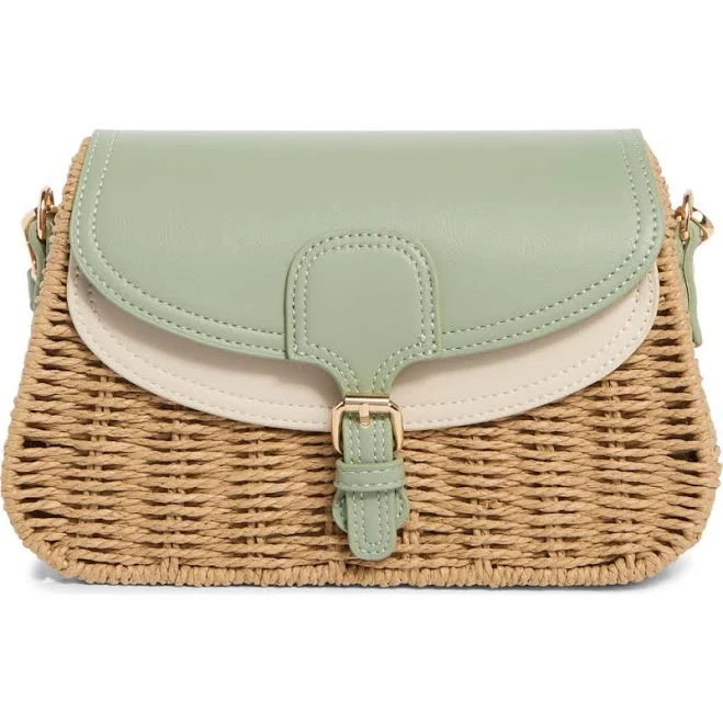 bag Urban Expressions Straw & Faux Leather Crossbody Bag Nordstrom Rack $39.97
