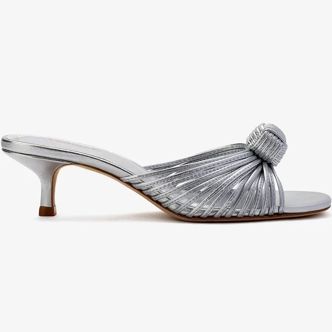 shoes Valerie Mule in Silver Metallic Leather 5.5 / Silver Larroud&eacute; US $221