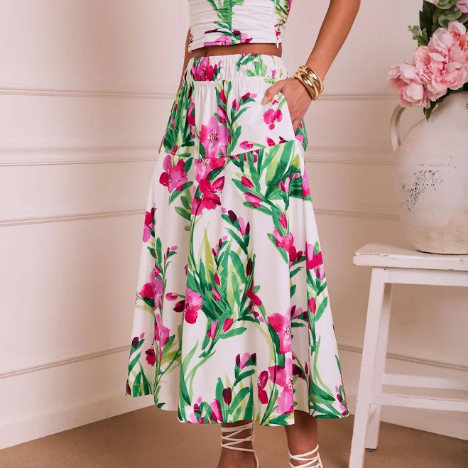 skirt Vici Fresh Gardenia Floral Cotton Midi Skirt VICI $38.4