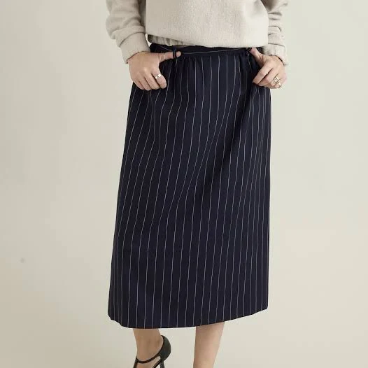 skirt Vintage Pinstripe Wool Midi Skirt Waist Etsy - FineThee $98.71