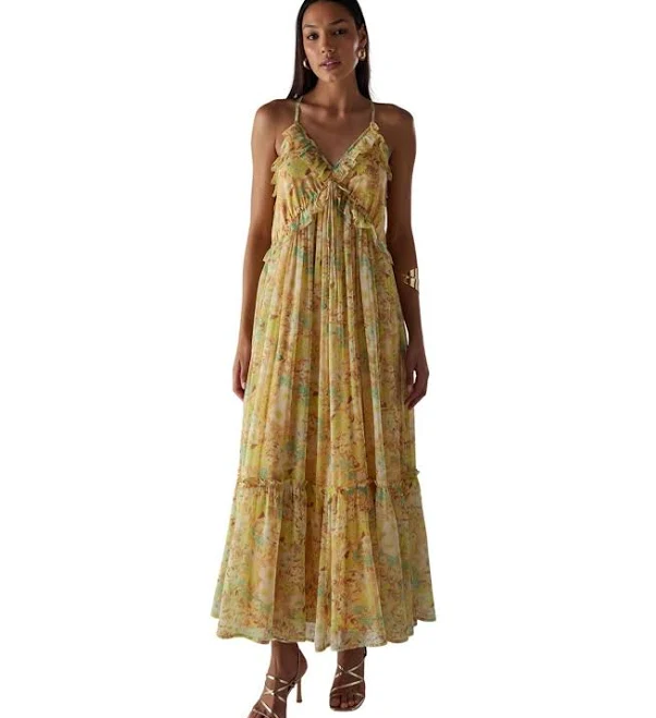 dress Warehouse Women's Chiffon Ruffle Strappy Floaty Maxi Dress Macy's $83.3