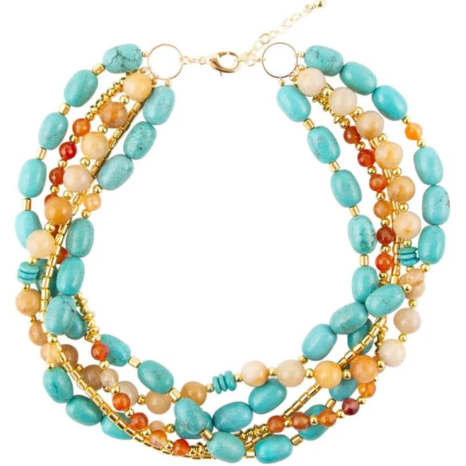 accessory Windswept Multi-Layered Colorful Beaded Statement Necklace Barse Jewelry $47.6