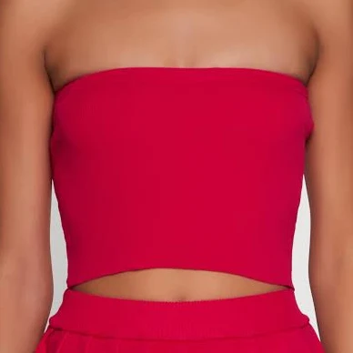 top Womens Daisy Rib Knit Cropped Tube Top, Neon Pink, Size L - Rainbow Shops Rainbow Shops $2.99
