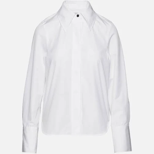top Women's Fitted Crisp Poplin Button-Down Shirt elysewalker $209