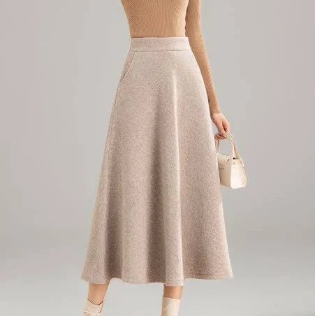 skirt Women's High-Waisted Wool Skirt with Pockets Etsy - Ylistyle $71.2