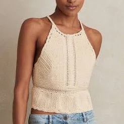 top Womens Reiss Cream May Cotton Crochet Tie-back Cropped Top Reiss $103