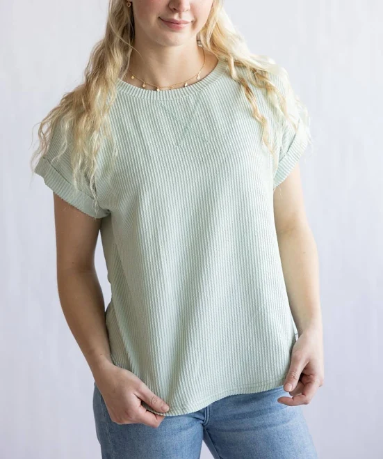top Women's Ribbed Knit Top Glik's $22