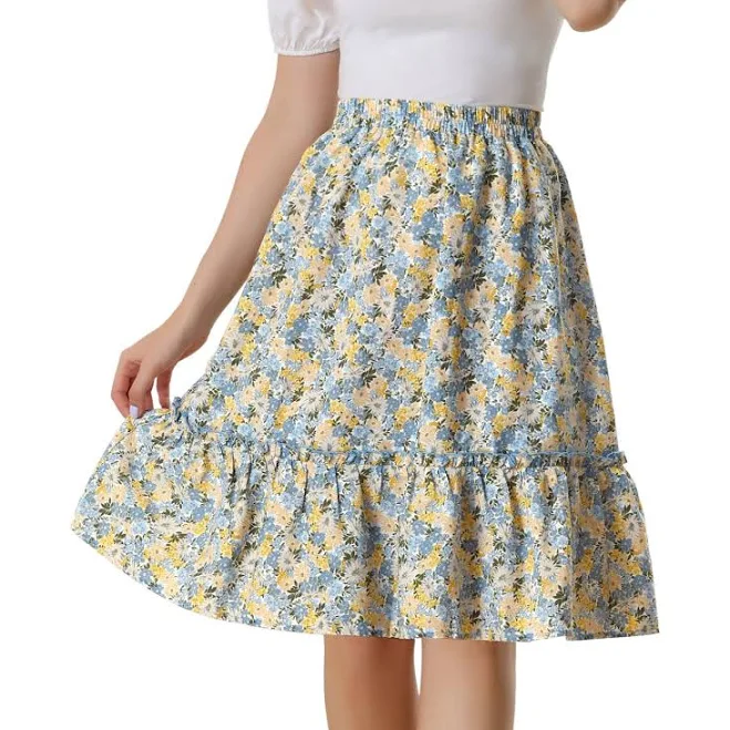 skirt Women's Ruffle Hem Flowy Tiered A-Line Floral Midi Skirt Kohl's $30.99