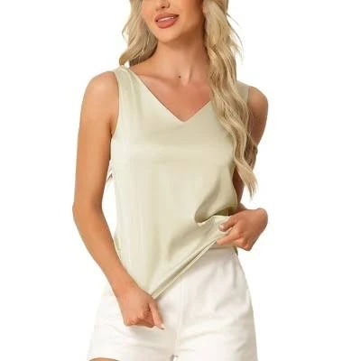 top Women's Silky Satin V-Neck Sleeveless Tank Top Target $18.99