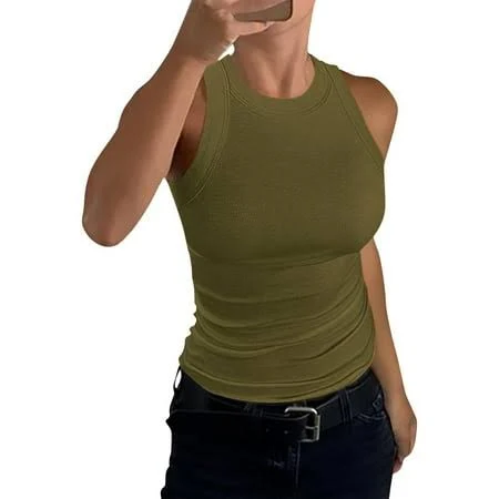 top Women's Sleeveless Racerback Tank Top Walmart - mohiass $6.88