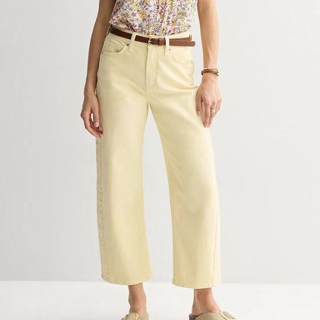 jeans Women's Sonoma Goods For Life High Rise Barrel Ankle Jeans, Size: 6, Tame Yellow Kohl's $29.99
