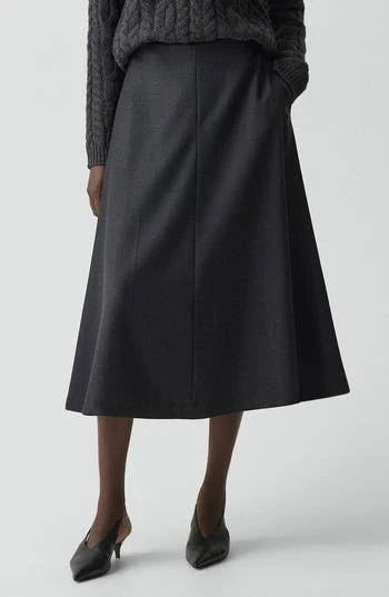 skirt Women's Theory Flared Midi Skirt In Wool-blend Flannel Nordstrom Rack $134.97