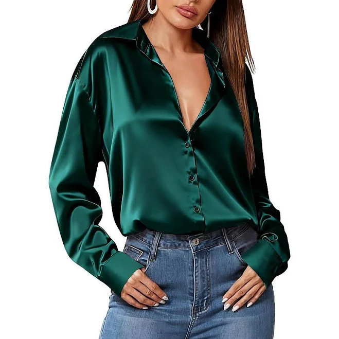 top Zeagoo Women's Satin Button Down Shirt Kohl's $36.99
