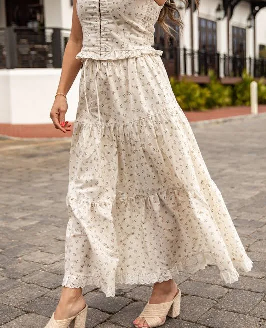 Floral Tiered Maxi Skirt
