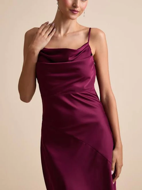 Lulus Satin Backless Slip Midi Dress