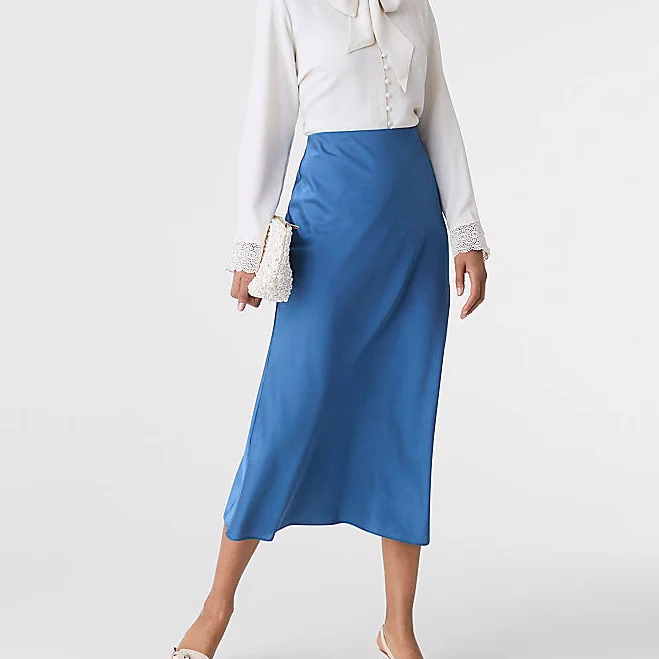 Ann Taylor Women's Satin Bias Midi Slip Skirt