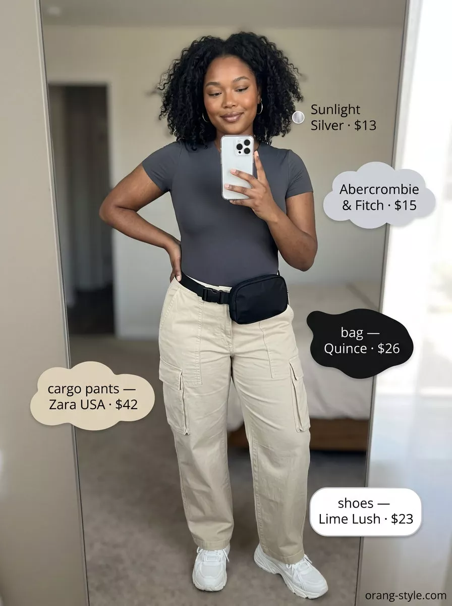 Casual Cargo: Summer Fashion Outfits 2026 Beige cargo pants outfit for women, color trend summer fashion outfits 2026. Casual cool style.