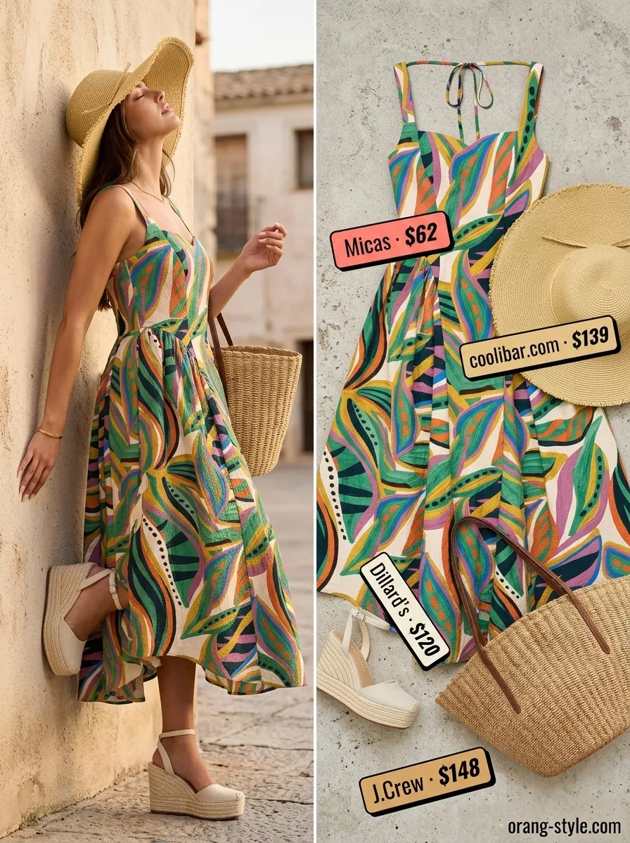 Flowy coral & teal maxi dress outfit for plus size women 2026. Perfect for beach or vacation.