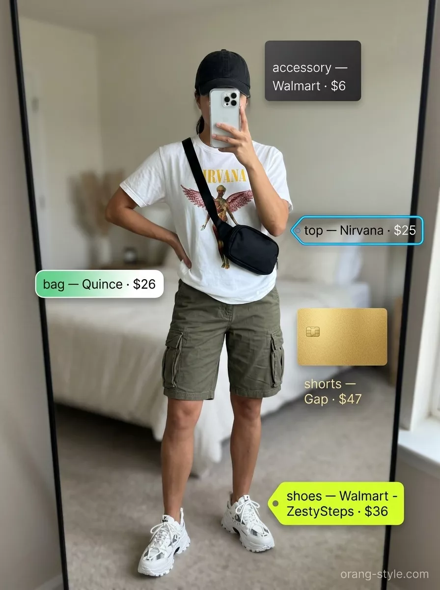 Cargo Shorts Streetwear Outfit 2026 Urban explorer cargo shorts outfit for hot summer cotton outfits for women 2026, great for city days.