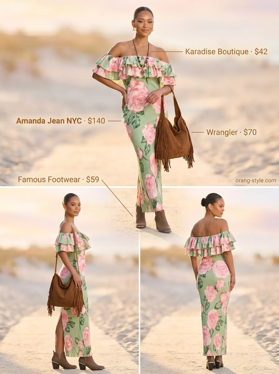 Bohemian floral maxi dress for long inseam tall women summer outfits 2026. Festival & beach party.