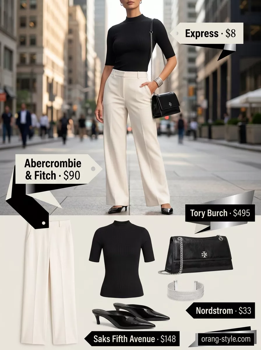 White tailored trousers for long inseam tall women summer outfits 2026. Office casual & city errands.