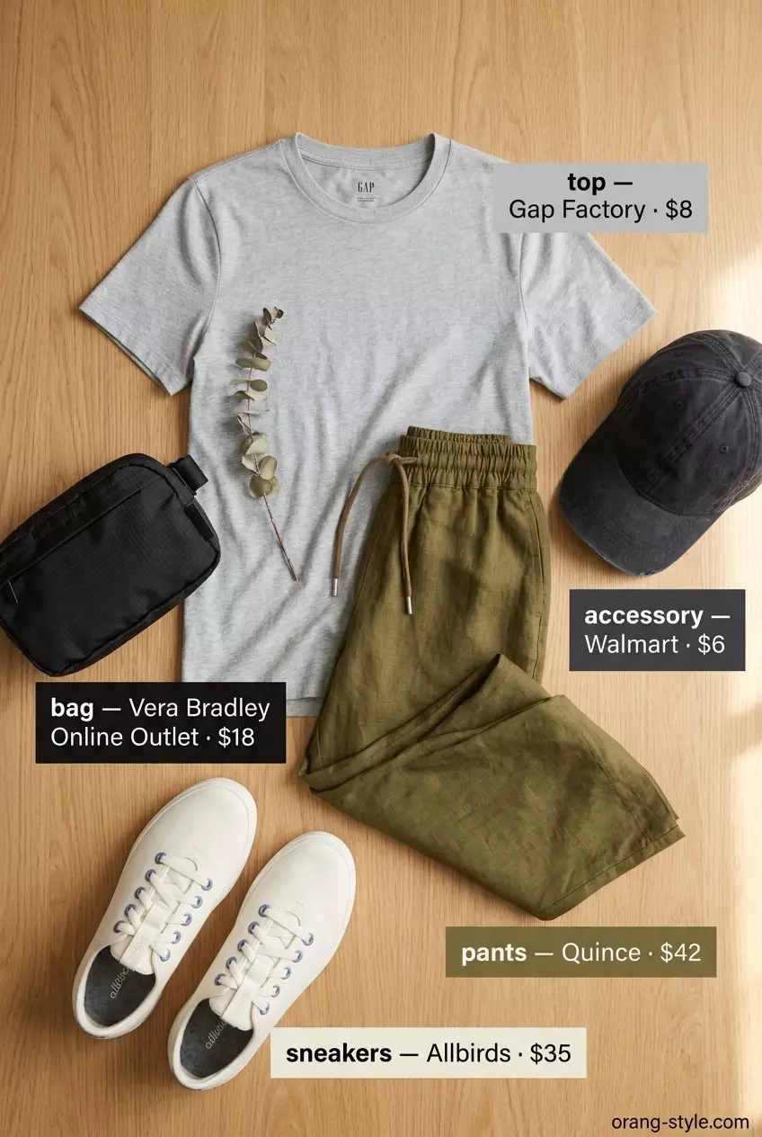Comfortable olive green linen cargo pants for women 2026 with sneakers and a baseball cap.