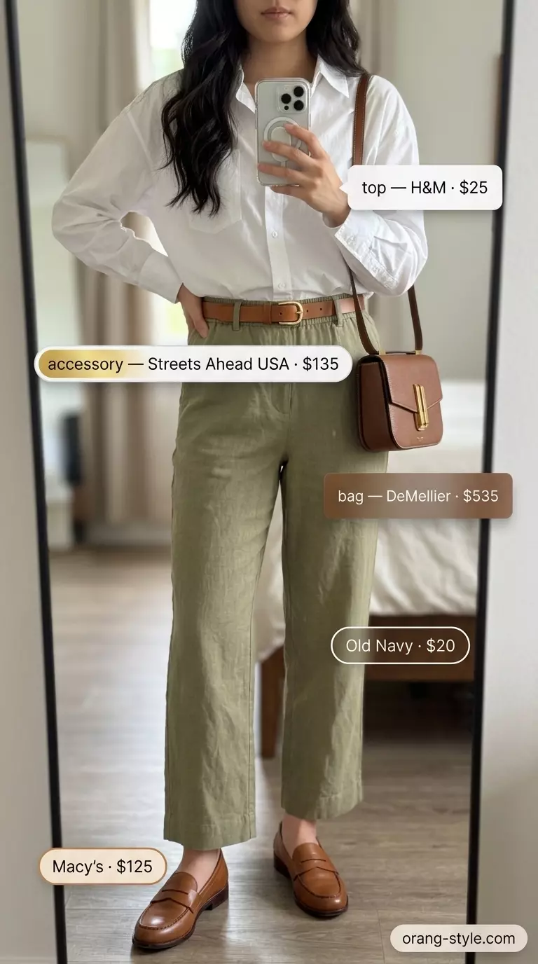 Chic white oversized shirt with pleated linen pants for women 2026. Ideal for city exploration and casual Fridays.