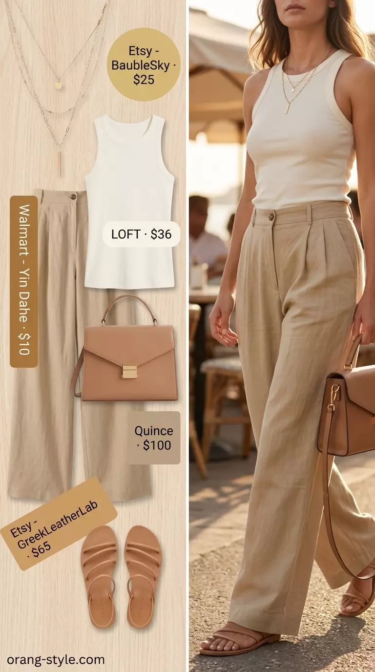 Coastal sand beige pleated linen pants for women 2026, ideal for casual day outs and beach town exploration.