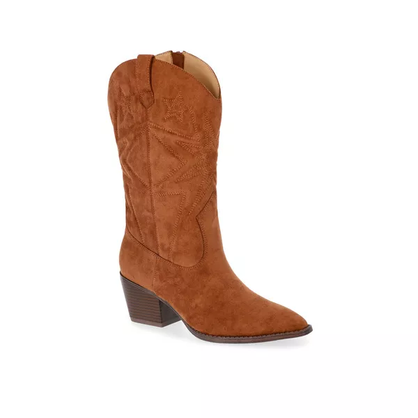 shoes Time and Tru Women's Faux Suede Embroidered Western Boots Wide Width Available Instacart $39.98