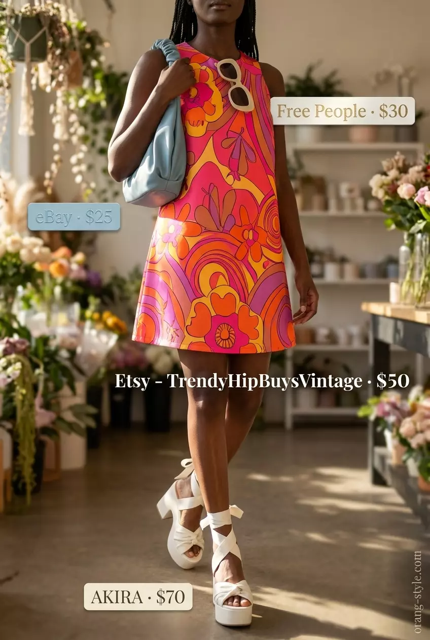 Hot pink printed cotton twill mini dress for women 2026, perfect for casual day dates and summer getaways. Fun and retro.