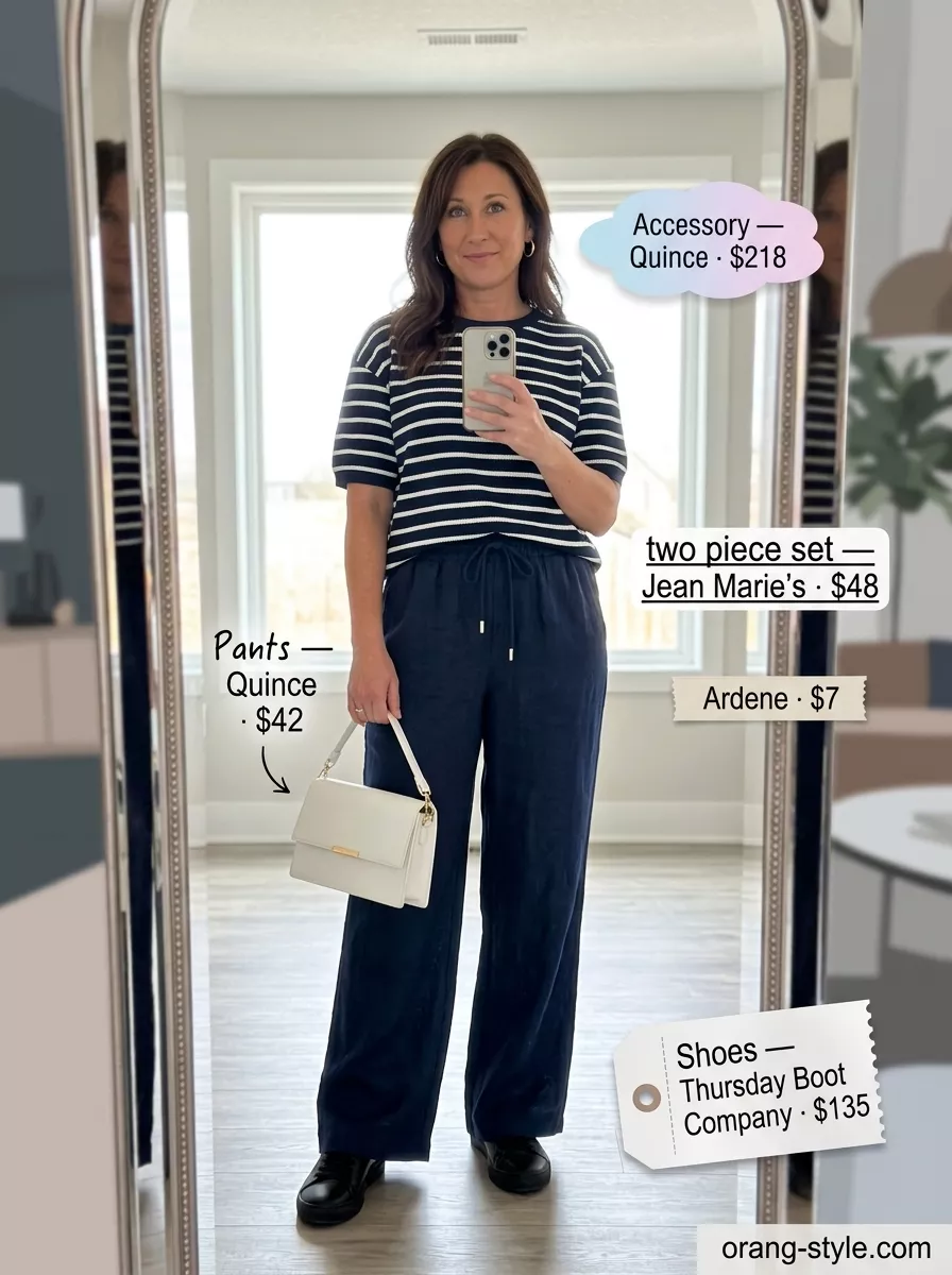 Navy blue cotton shorts and top set for casual outings. Style with white sneakers and gold hoops.