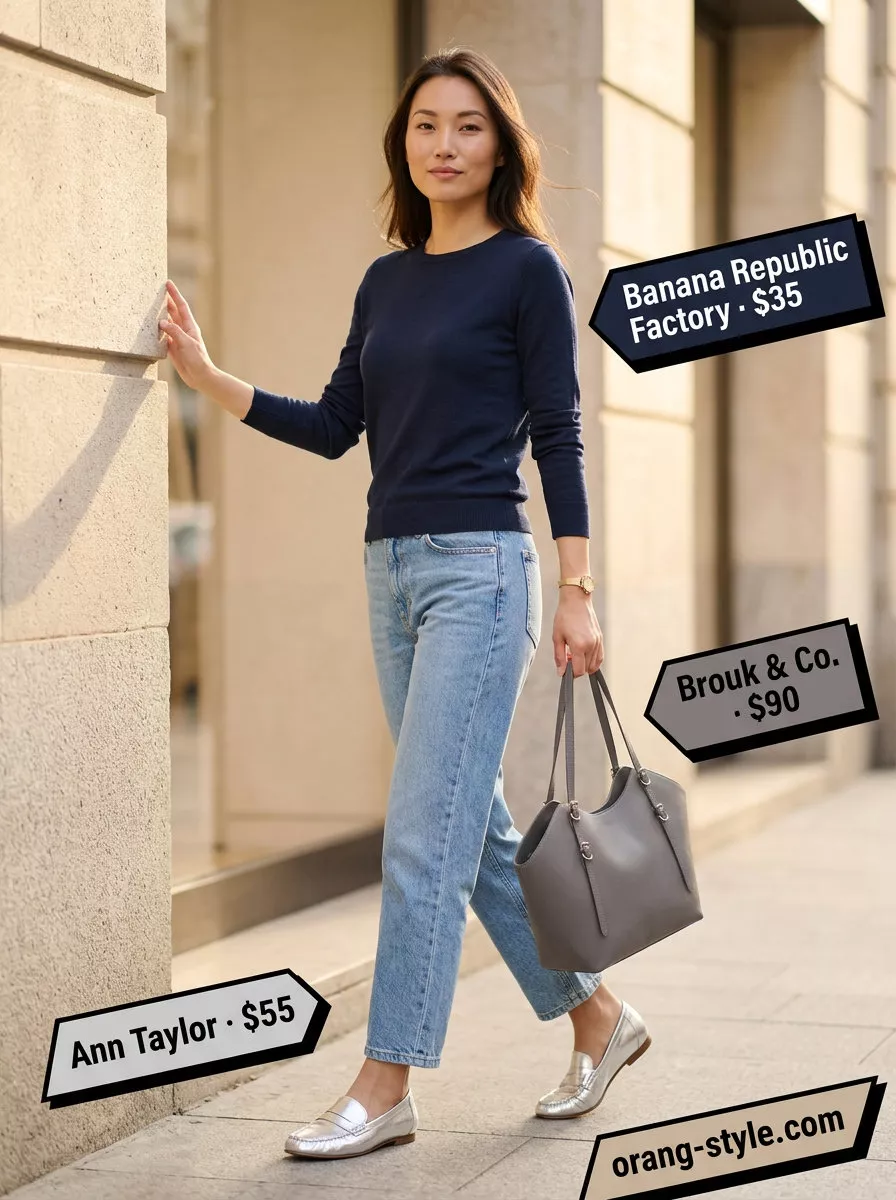 Classic Navy Knit Set: Sweater & straight-leg pants. WFH & travel outfits 2026.