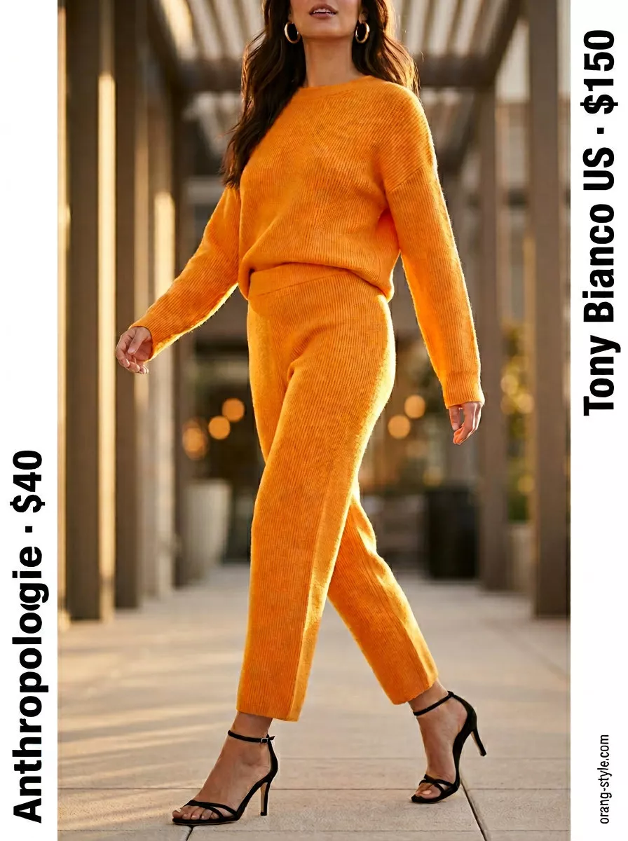 Sunset Glow Knit Co-ord: Mango orange crop top & mini skirt. Summer evening outfits 2026.