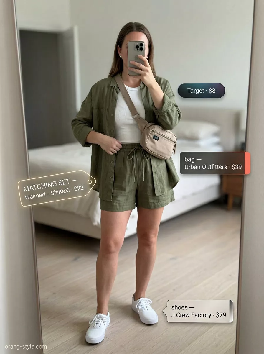 Sophisticated olive green knit linen blend set for women 2026, ideal for travel and casual days.