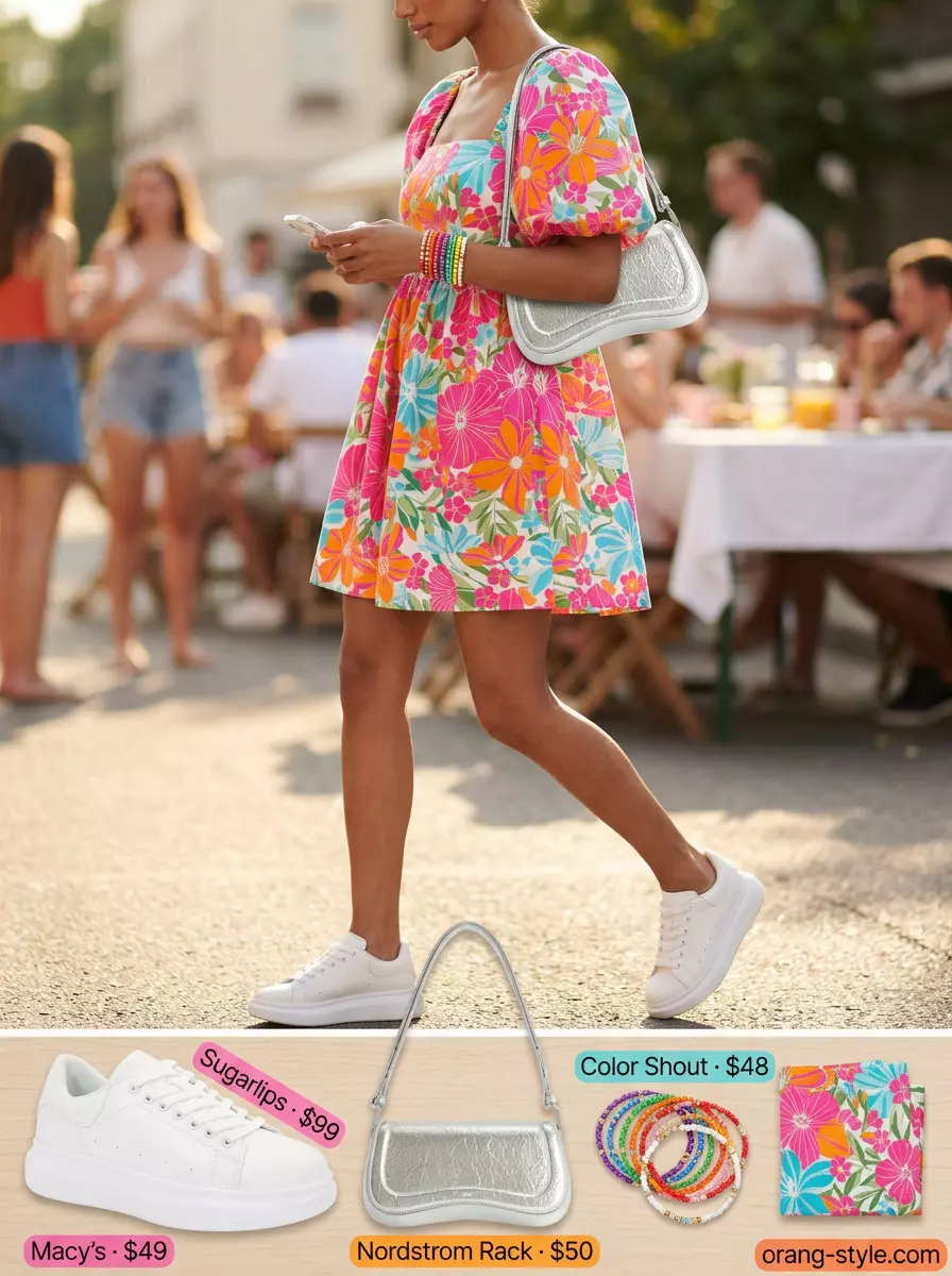 Hot pink floral babydoll mini dress for summer ultra-mini outfits for women 2026 party.