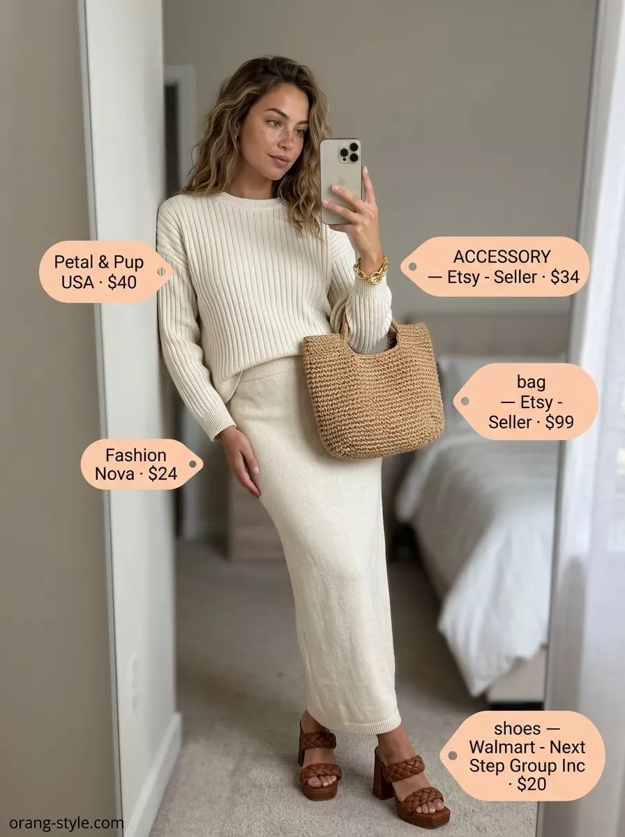 Knit Leisure Set: Textured All White Summer Outfits 2026 Ecru knit leisure set for textured all white summer outfits for women 2026. Wide-leg pants & crop top.