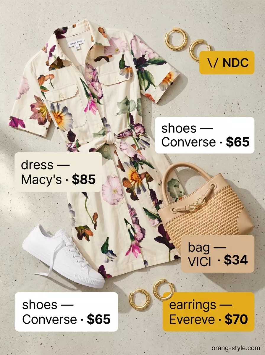 Pink and green floral midi dress for tropical Miami summer outfits for women 2026. Chic daytime event and brunch outfit.