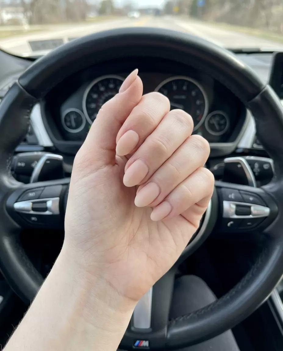 Sheer Nude Velvet Almond Nails 2026 | Sophisticated Style Sheer nude velvet almond nails 2026 for fair skin: minimalist sophisticated work style.