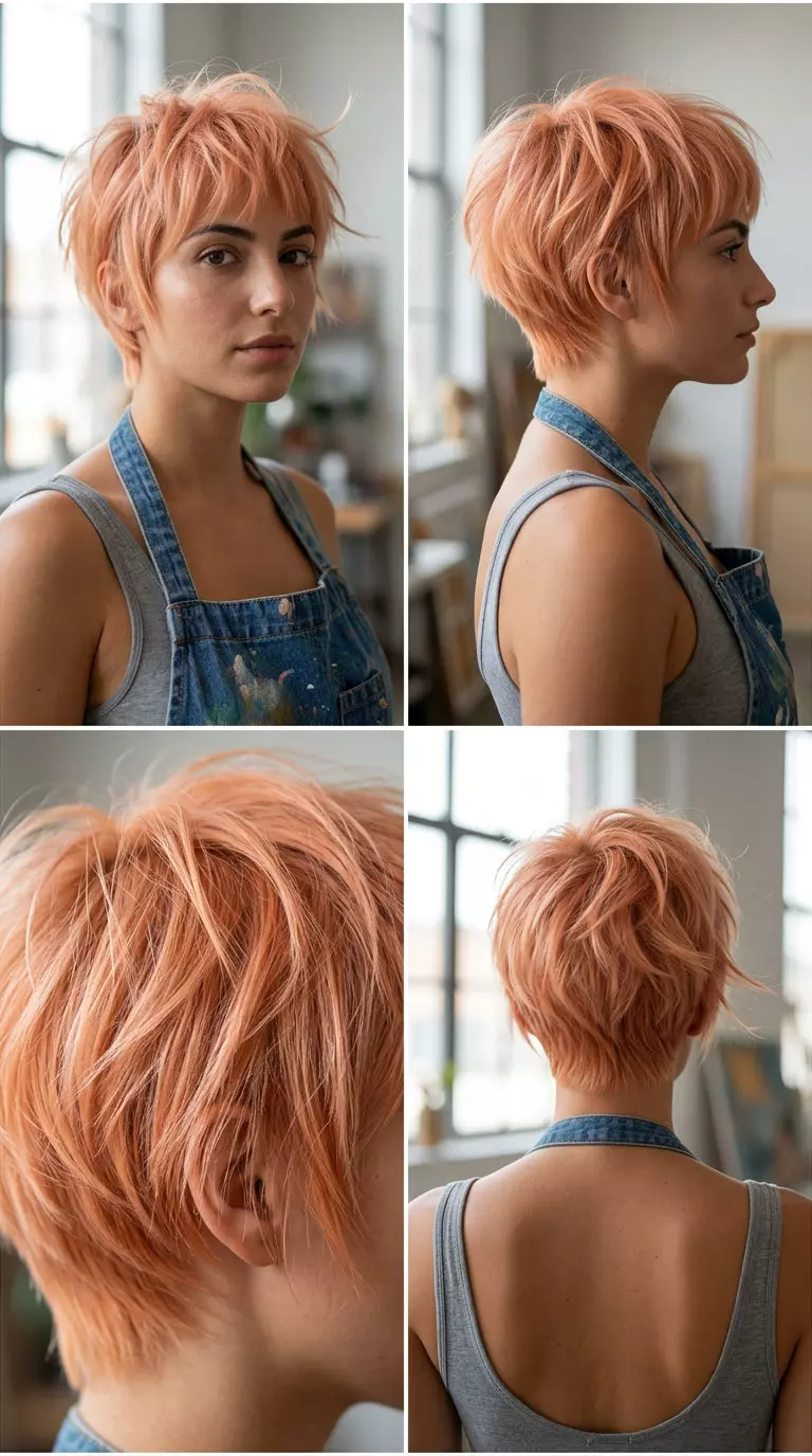 Playful Apricot Crop Haircut 2026 very short apricot crop haircut with razored texture and airy fringe for summer