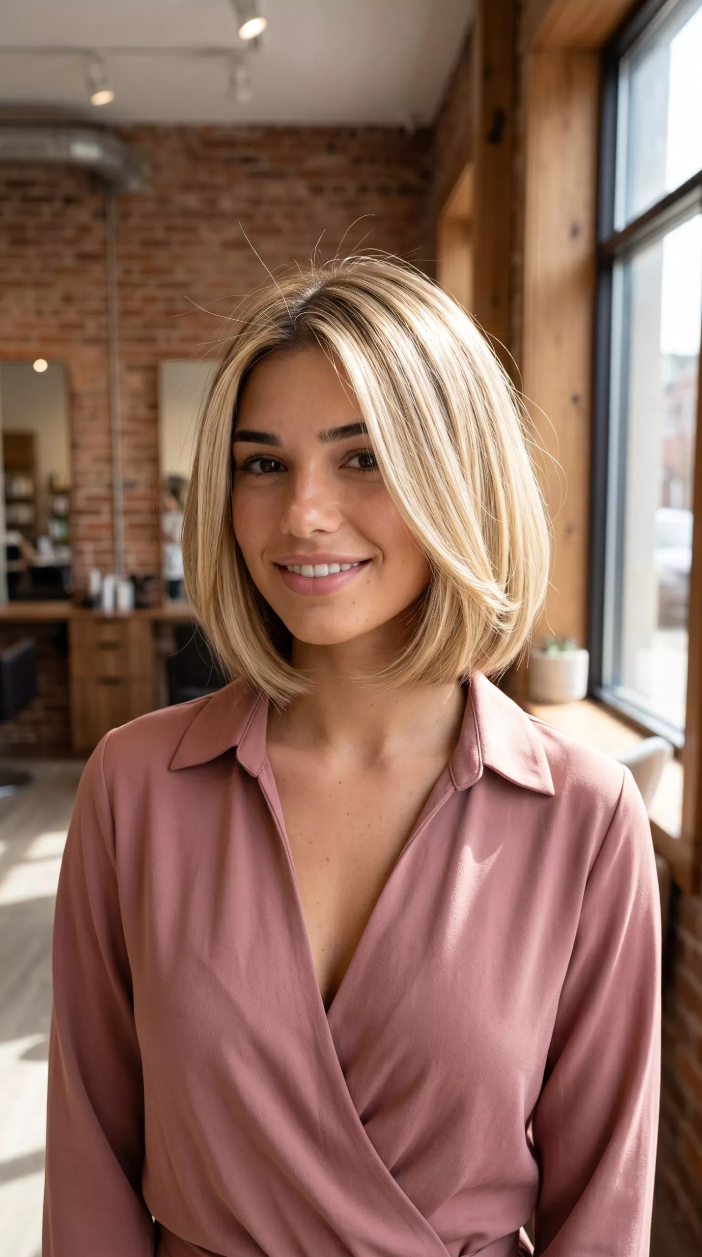 Buttercream Cloud Bob 2026 chin-length Italian bob haircut with buttercream blonde color, blunt perimeter, no bangs — chic