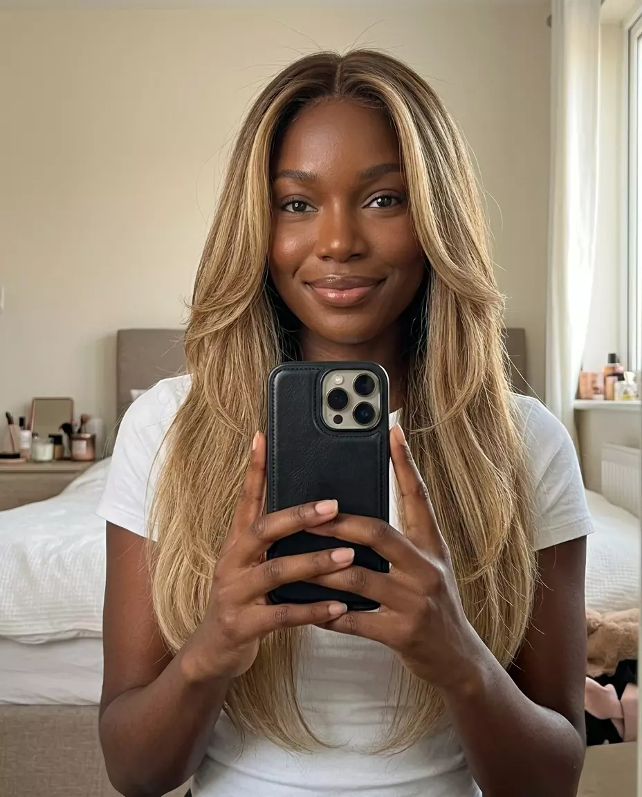 long bronde ombr&eacute; haircut with soft layers and sandy blonde ends for vacation