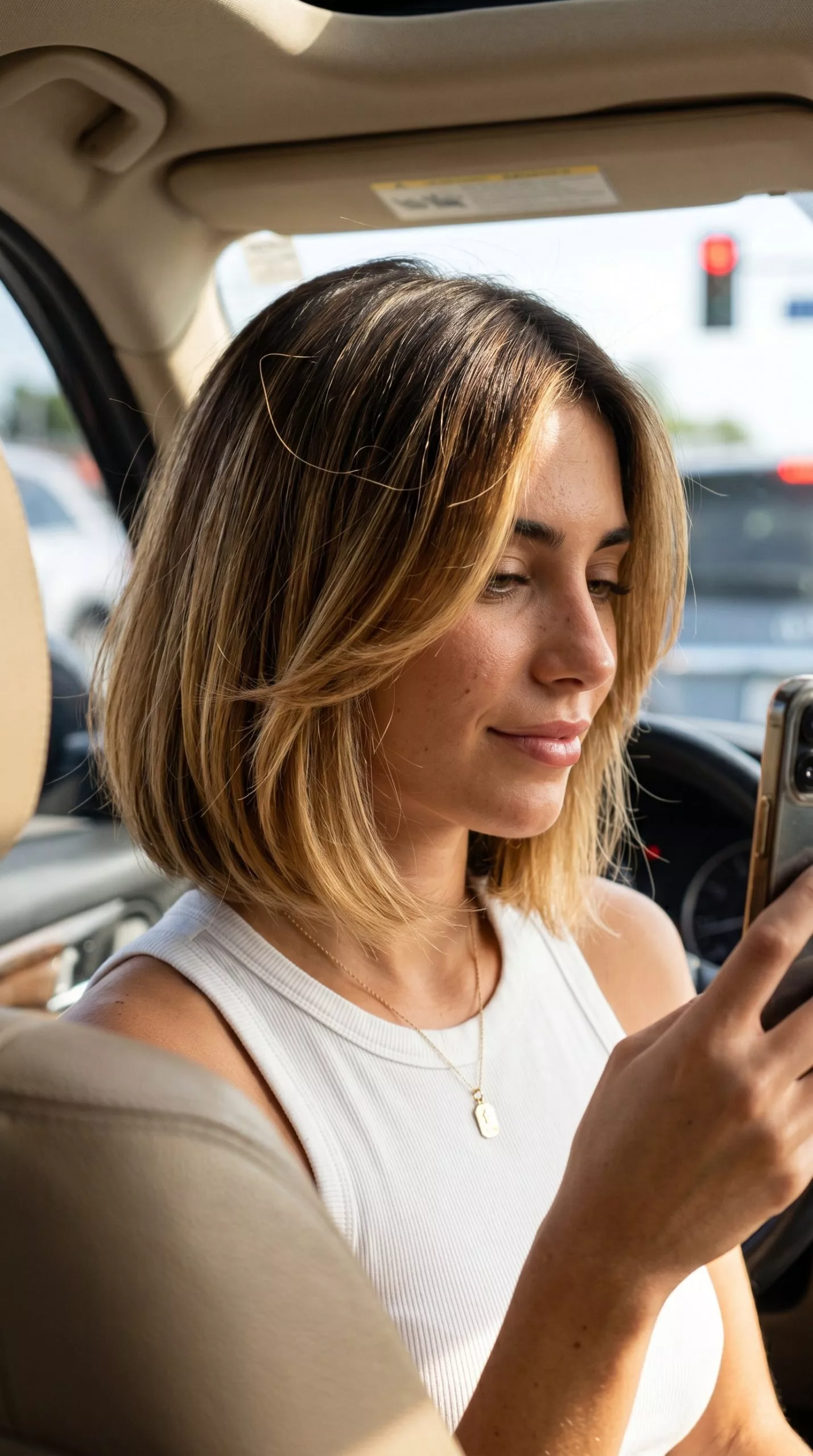 chin-length textured bob haircut with caramel ombr&eacute; for summer 2026