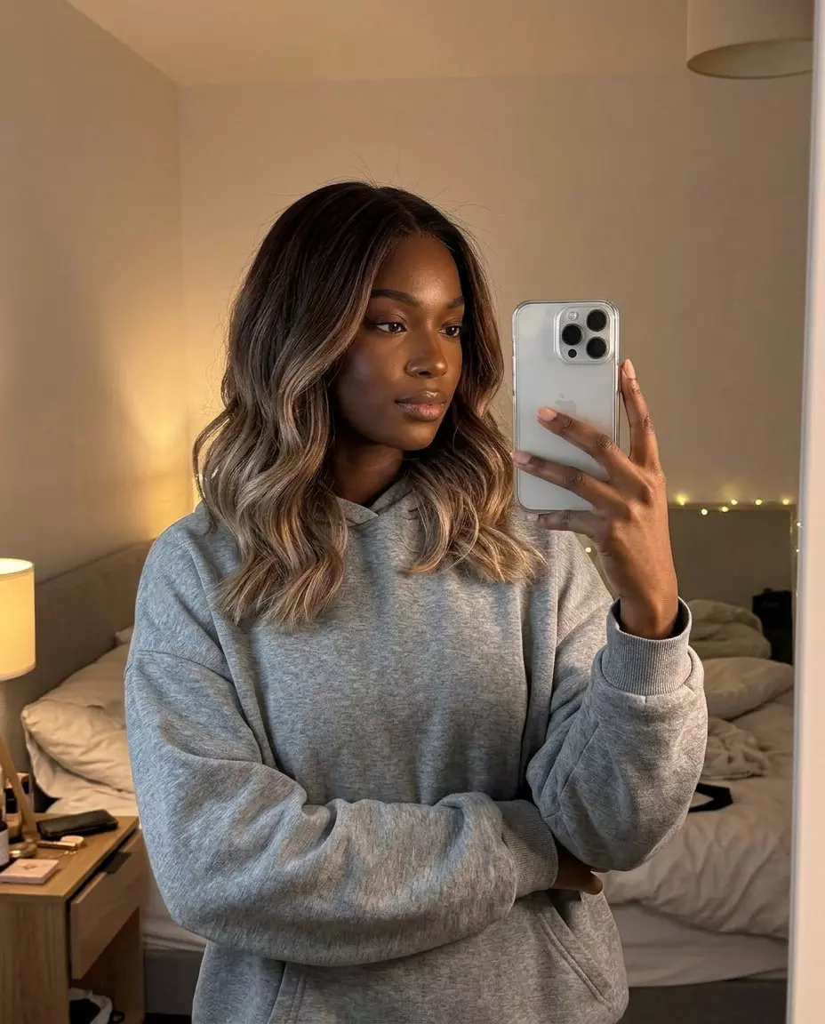 long chocolate truffle ombr&eacute; hair with deep brown to beige-brown, soft gradient &mdash; romantic bohemian