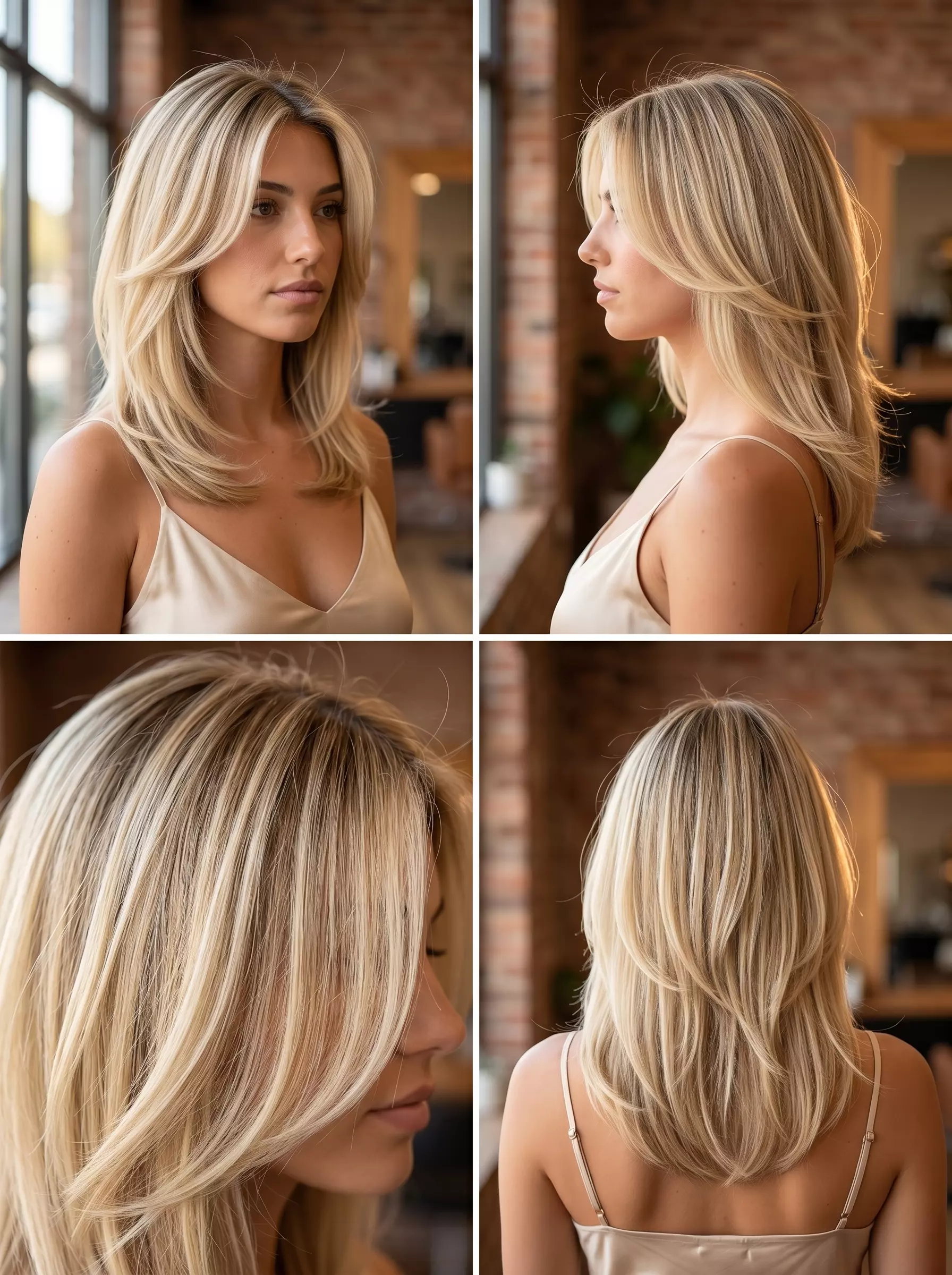 collarbone length U-shaped haircut with creamy blonde, vanilla highlights, and soft root smudge for summer 2026