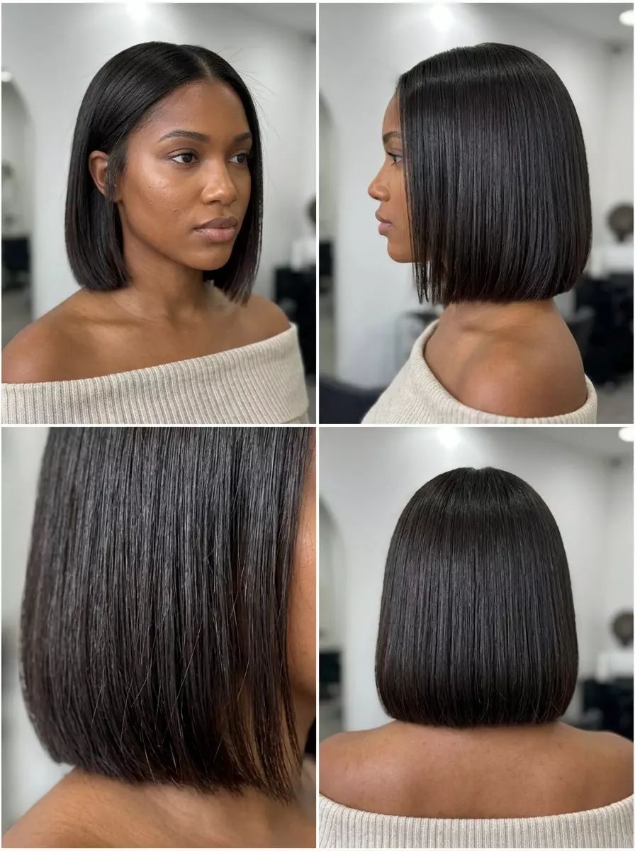chin-length blunt bob haircut in deep brunette with high gloss for summer 2026