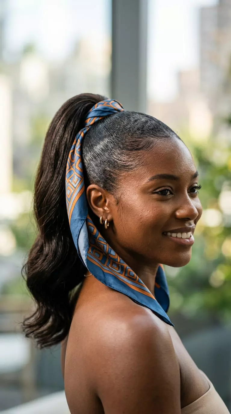 long natural hair in a sleek high ponytail with deep espresso color for summer 2026