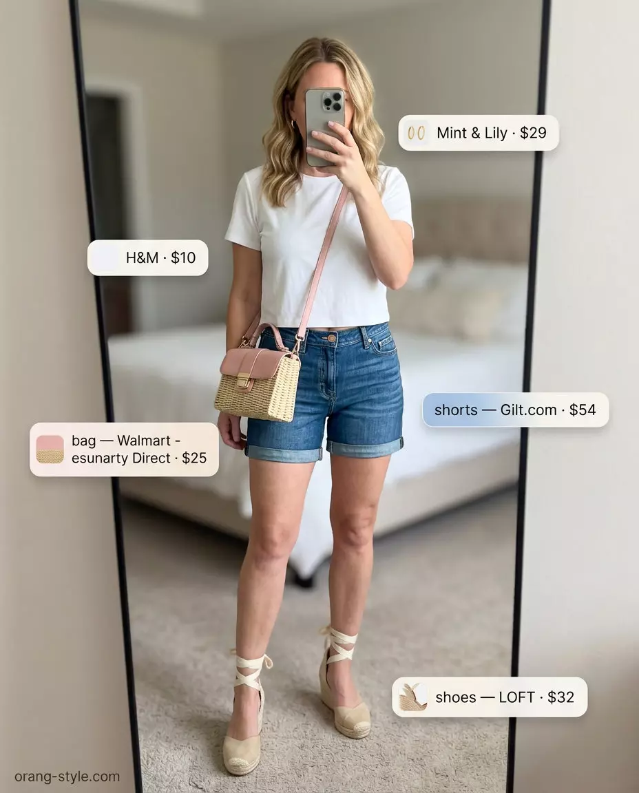 Styling mistake: wearing denim shorts with a crop top for a summer dinner. What to wear instead.