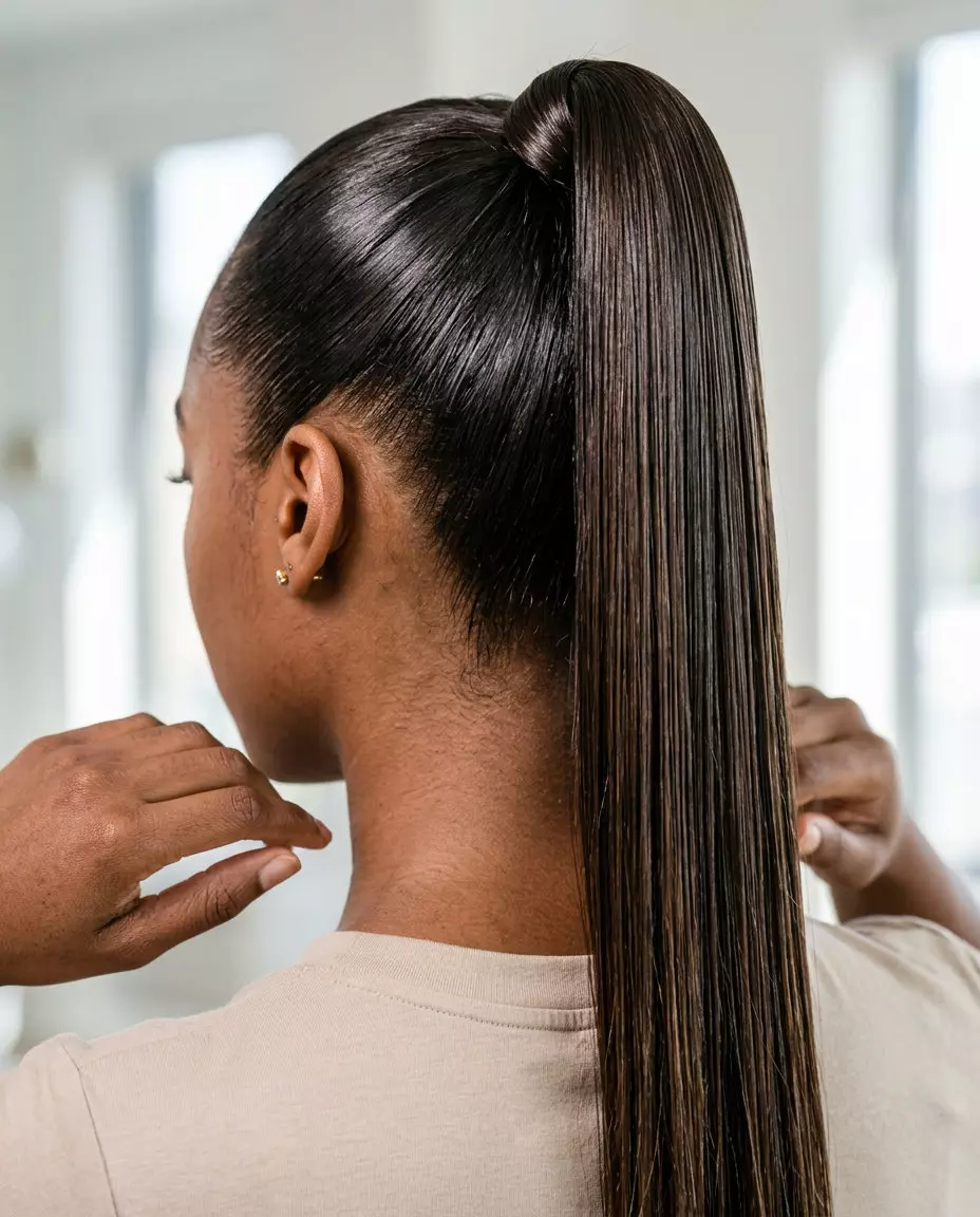 Sleek High Glossy Ponytail for Long Hair long espresso brunette high glossy ponytail with sleek finish for summer